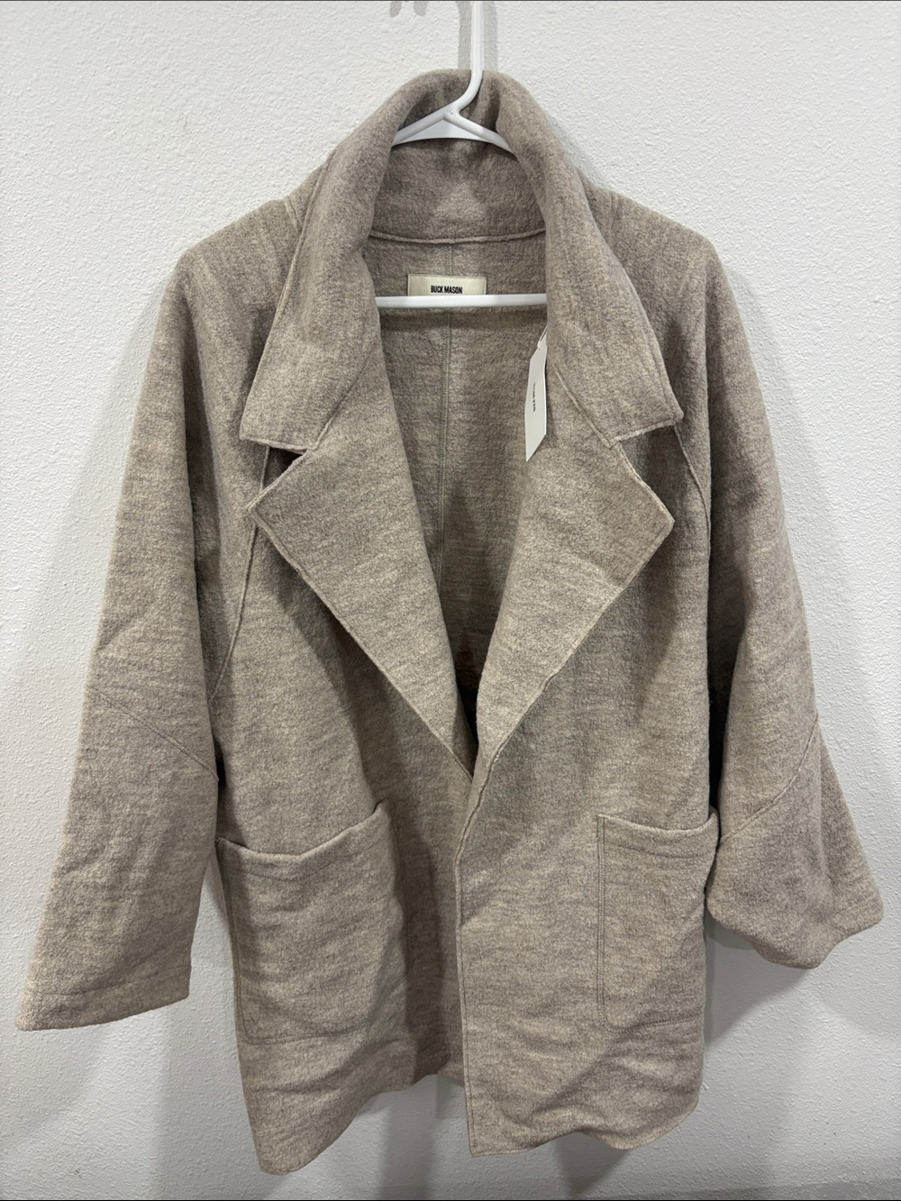 Buck Mason Felted Wool Blanket Coat in Marled Oatmeal Size XS NWT Retail $348